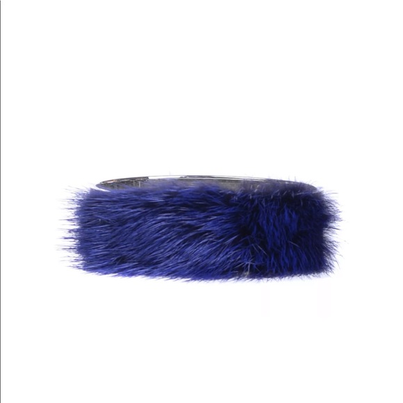 Fendi Mink fur silver tone cuff bracelet
